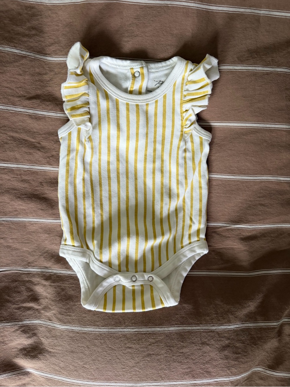 Pehr Yellow Stripe Ruffle Baby One-Piece